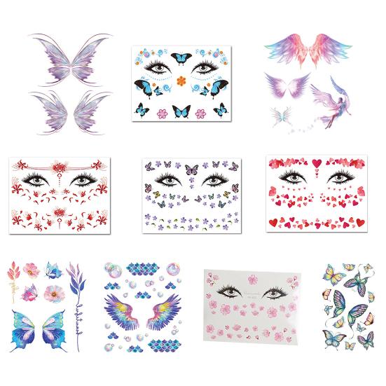 Наклейки-тату, очаровательные крылья бабочки, водонепроницаемые, безопасные, блестящие, детские татуировки, наклейки для вечеринок, фестивалей