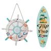 2 Pcs Ocean Beach Hanging Wall Decors Wood Rudder Surfboard Wall Art Bathroom Sign for Living Room