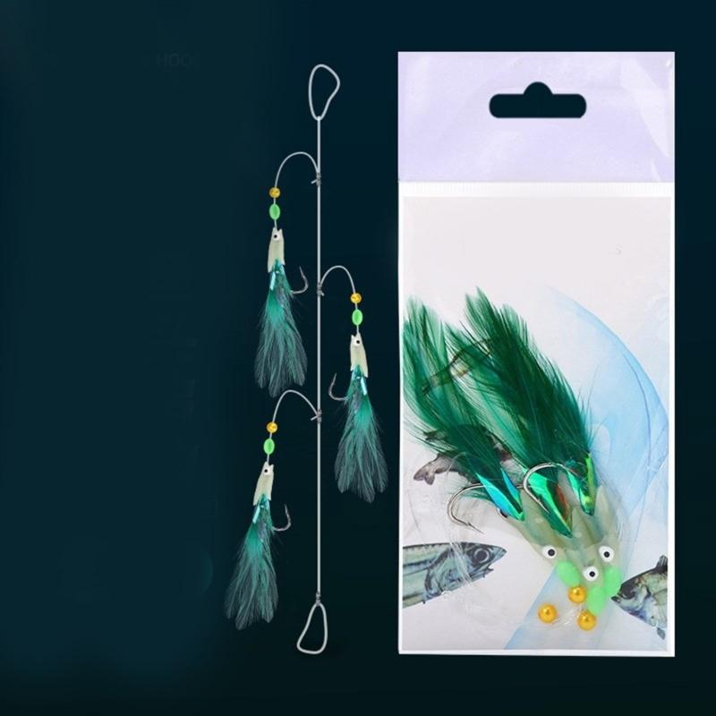 Glow Fish String Hook Fishing Baits Hook for Saltwater Sabiki Rig with Glow Beads Fishing Baits Lures Rig