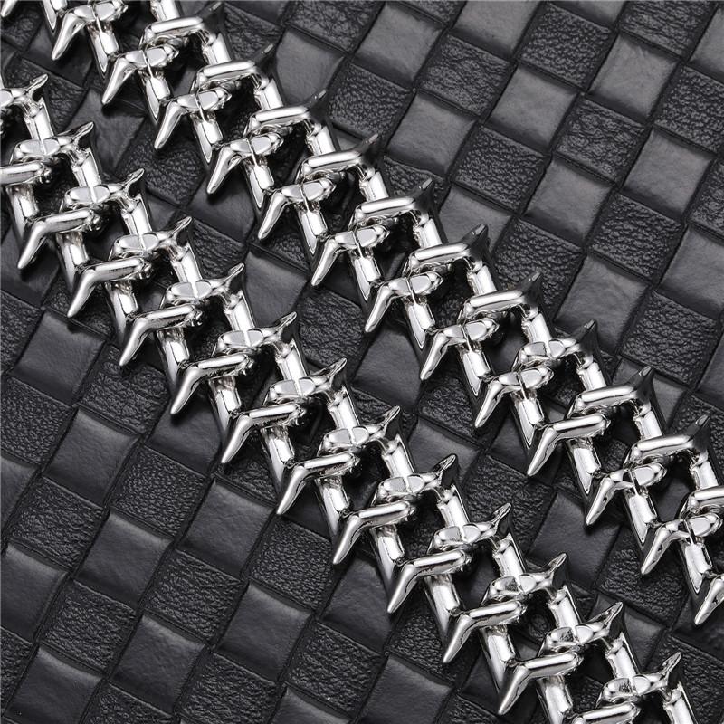 Браслет-цепочка в стиле хип-хоп с кубинскими звеньями и 2 рядами шипов, 15 мм, Aaa +Iced Out, со стразами из сплава, для мужчин и женщин, ювелирные изделия