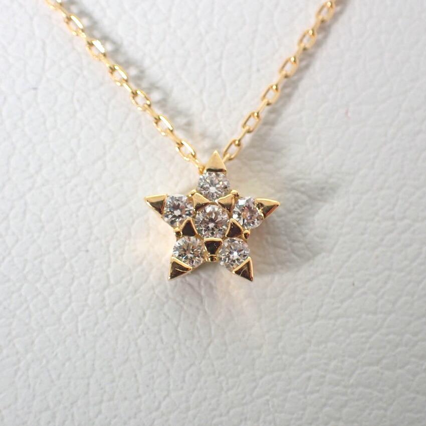 [Использовано] Звездные украшения/Звездные украшения K18 Бриллиантовая звезда Ожерелье/Подвеска/g430-24