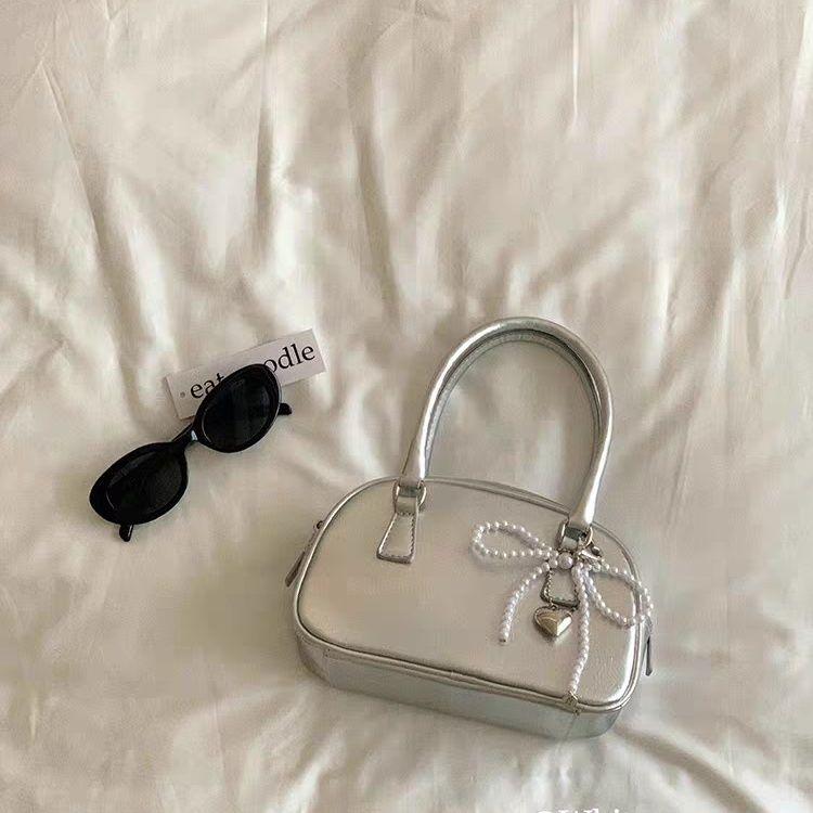 Мини корейская сумка из искусственной кожи для женщин, серебристая сумка для боулинга, сумка через плечо для девочек, модная летняя новинка