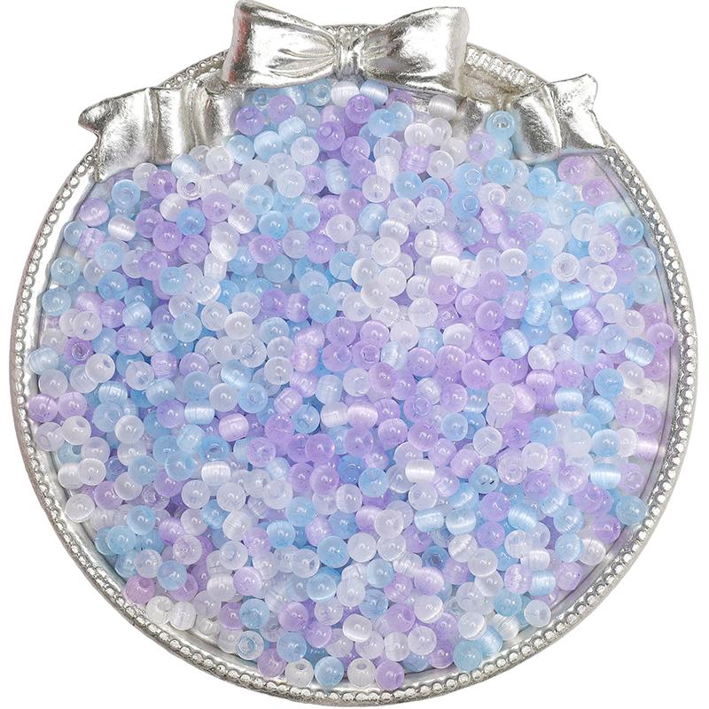 Стеклянные бусины-рис 4 мм с эффектом кошачьего глаза, разных цветов для изготовления украшений своими руками