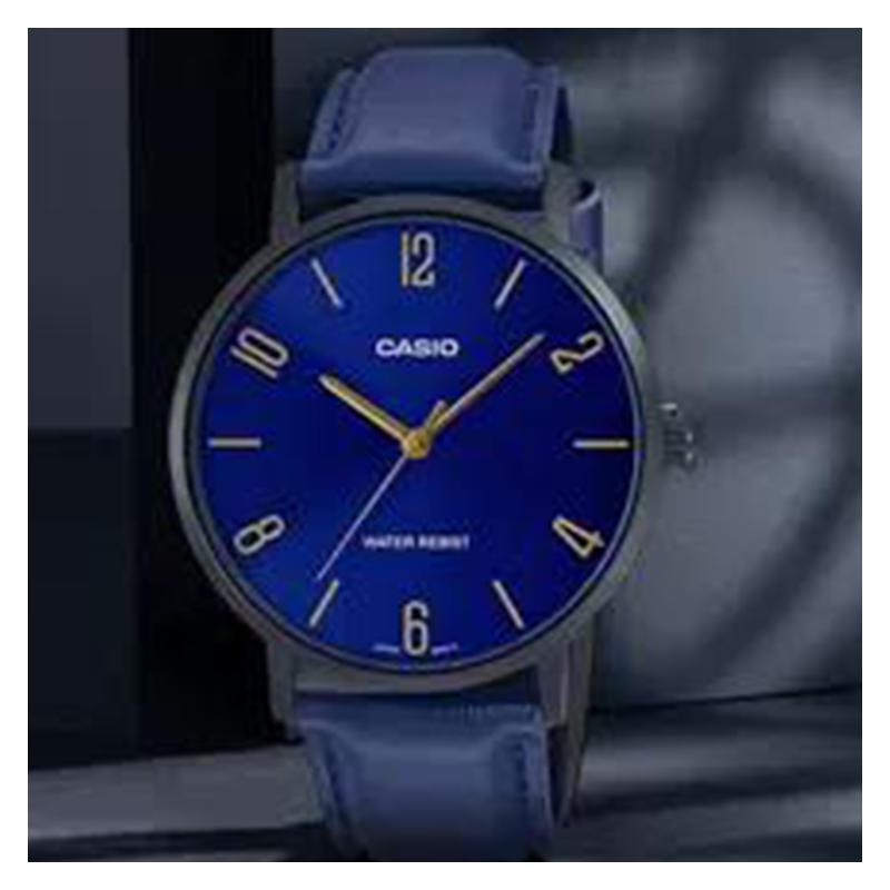 Casio Серия STANDARD Классический Простой Изысканный Модный Синий 1 Трехстворчатая Застежка Водонепроницаемый Кварцевый Механизм Стальной Ремешок Японский MTP-VT01B-2B