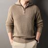 Autumn And Winter Solid Color Basic Mass Men'S Pullover Medium Long Sleeve Lapel British Top Men