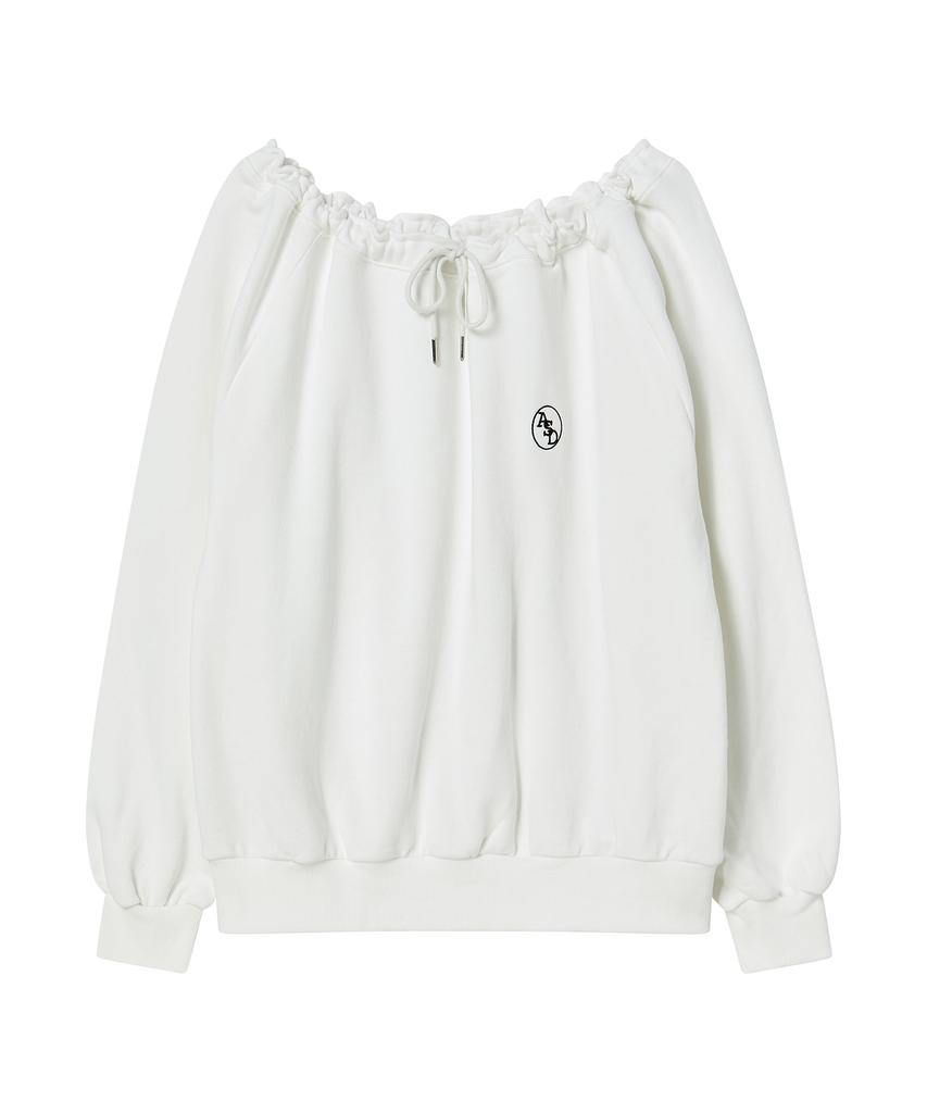 AWESOME STUDIO String Off-Shoulder Sweatshirt Ivory