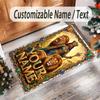 Leopard Theme Crystal Velvet Floor Rug Personalized Custom Name Text Warm Carpet Home Decoration