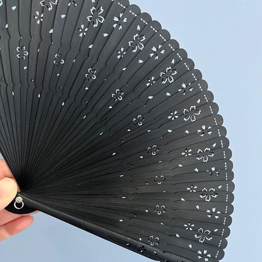 Portable Folding Bamboo Fan Solid Color Elegant Handheld Fans Tassel Folding Fan Home Decoration