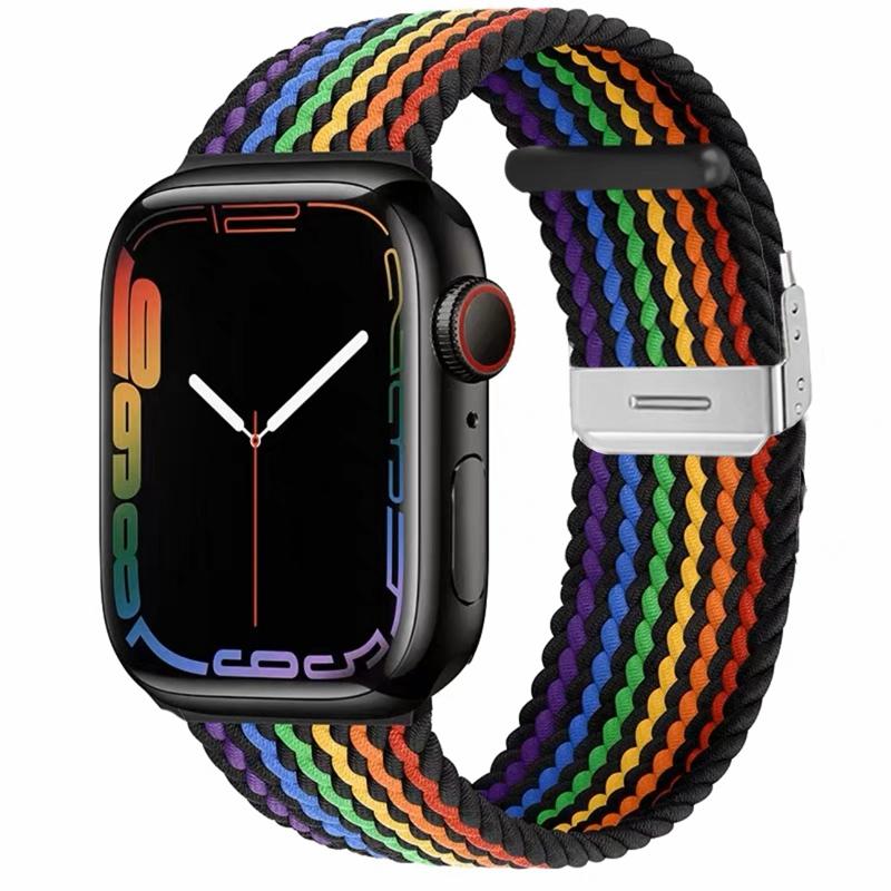 Nylon Fabric Band for Apple Watch Series 8 7 6 SE 5 4 3 38 40mm 42mm 44mm 41MM 45MM 49 Ultra Braided Solo Loop Strap for Iwatch