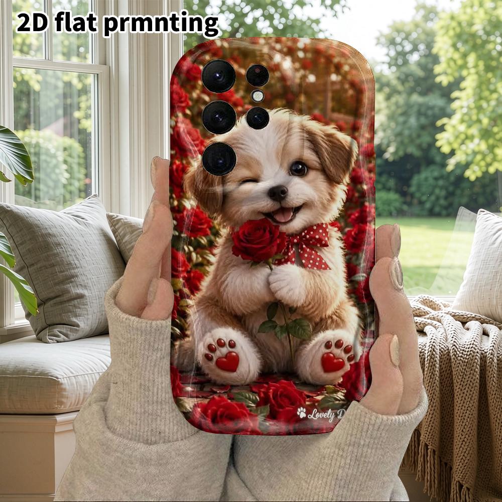 Phone Case: 2D Flat Samsung Galaxy A34 A35 M05 M06 S20 S22 S21 FE Plus 5G Protective Case, Couples Style, Winking Puppy, Christmas and Halloween Gift