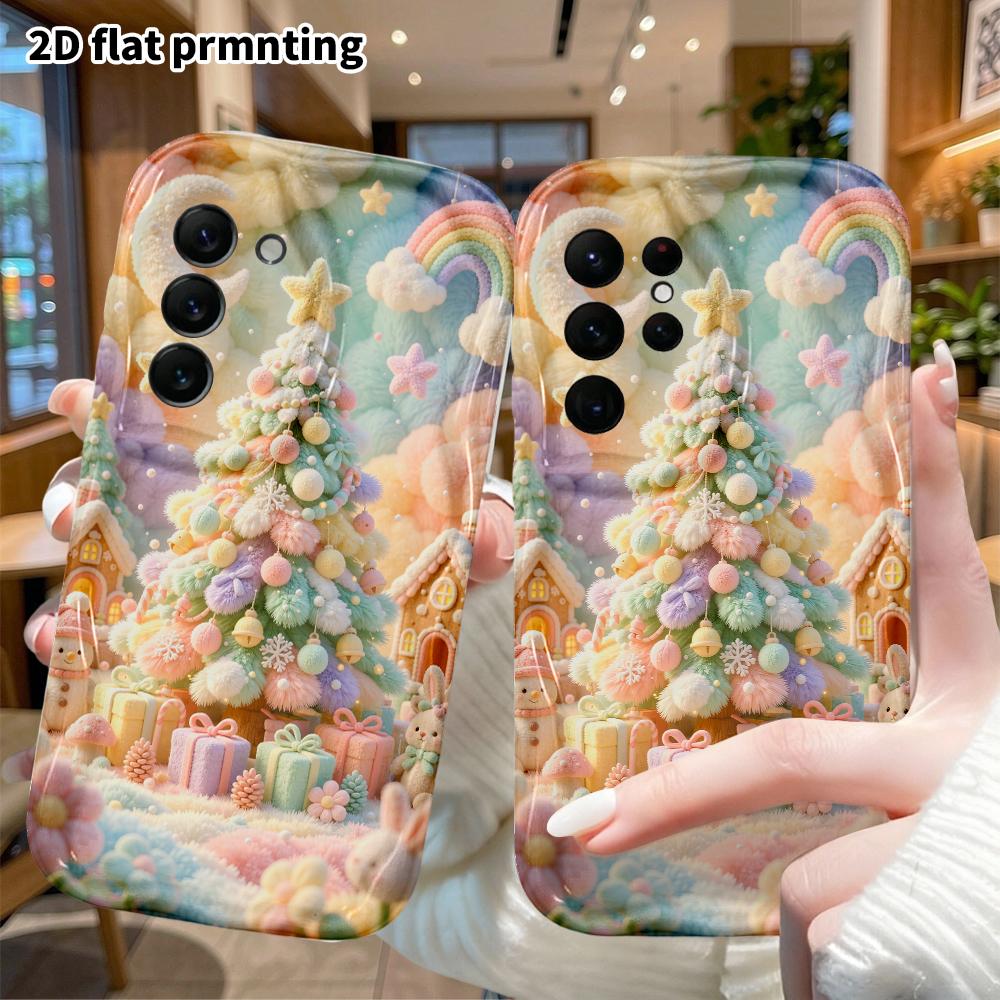 Phone Case: 2D flat, suitable for Samsung Galaxy A34 A35 M05 M06 S20 S22 S21 FE Plus 5G, plush Christmas tree, perfect Christmas and Halloween holiday