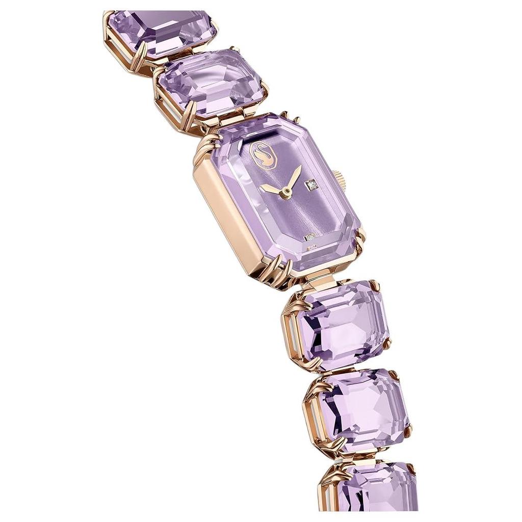 Swarovski Часы серии Millenia Jewelry Кварцевый механизм Стальной ремешок 30 мм Фиолетовый циферблат Водонепроницаемость 50 м Женские часы 5722364