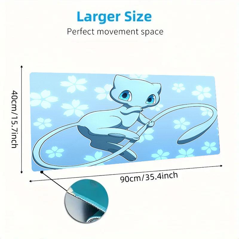 Mew Cartoon Mouse Pad, Large Gaming Desk Mat, Non-slip XXL Mousepad for Laptop & Tablet, Mini PC Playmat with Stitched Edges