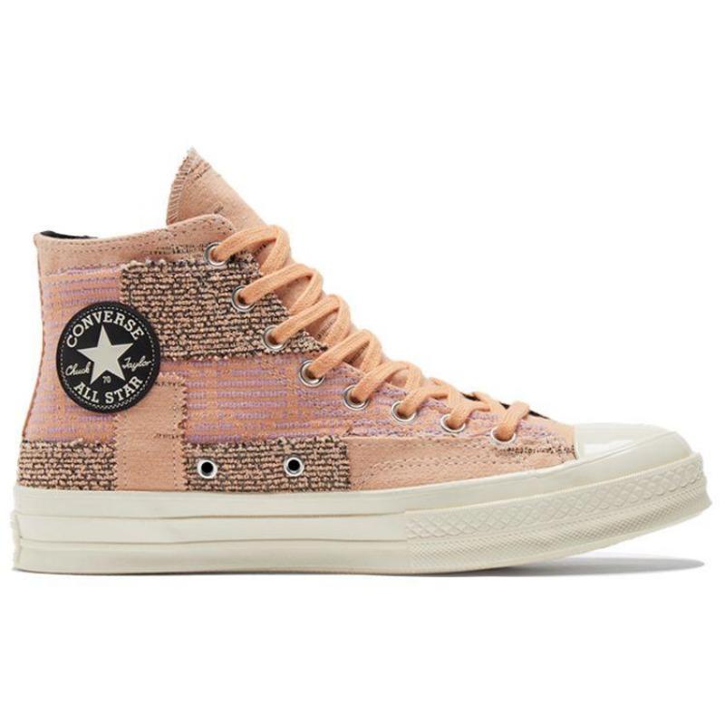 Converse Chuck 70 Plus Patchwork Unisex Lace-Up High Canvas Shoes Brown Orange 170058C
