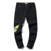Fashion American High Street Hole & Patch Trendy Retro Straight Ami Denim Pants