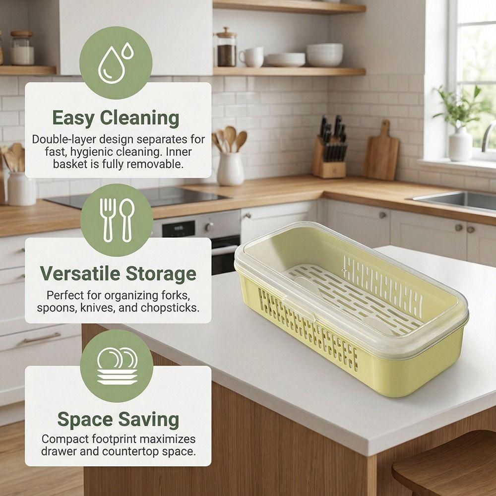 Single Layer Chopstick Drying Box Dustproof Kitchen Utensil Organizer Kitchen Use