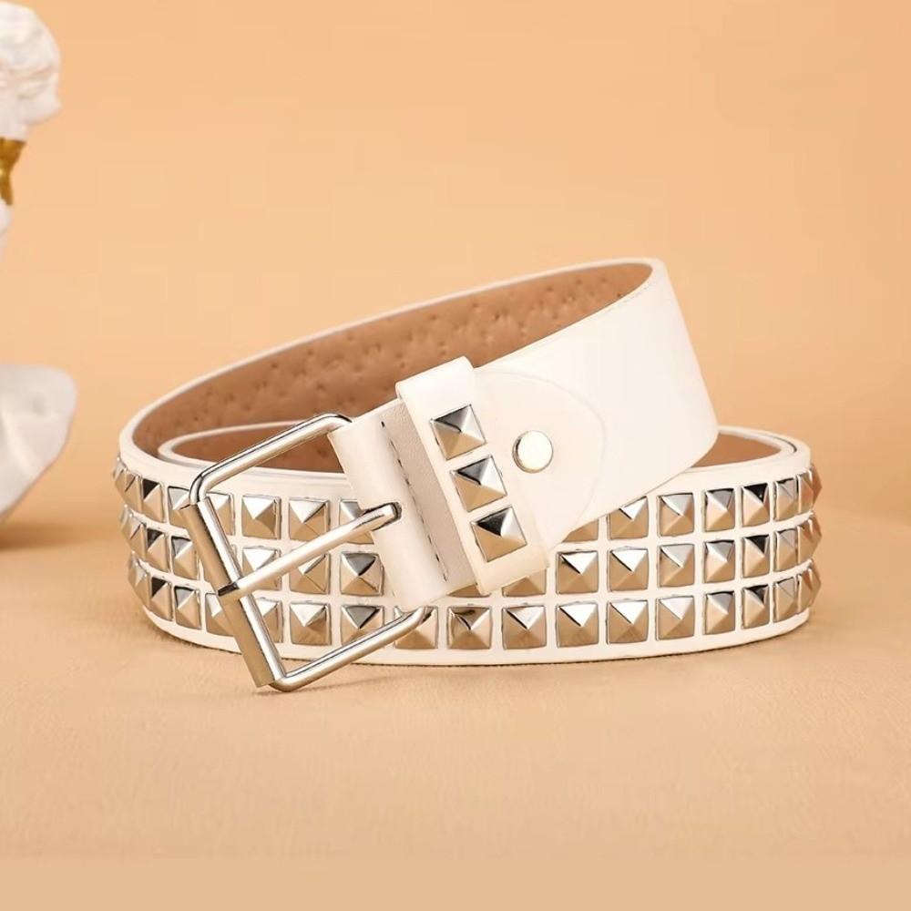 PU Leather Metal Gothic Waistband Vintage Y2K Pyramid Belt Fashion Punk Rivet Belt Nightclub