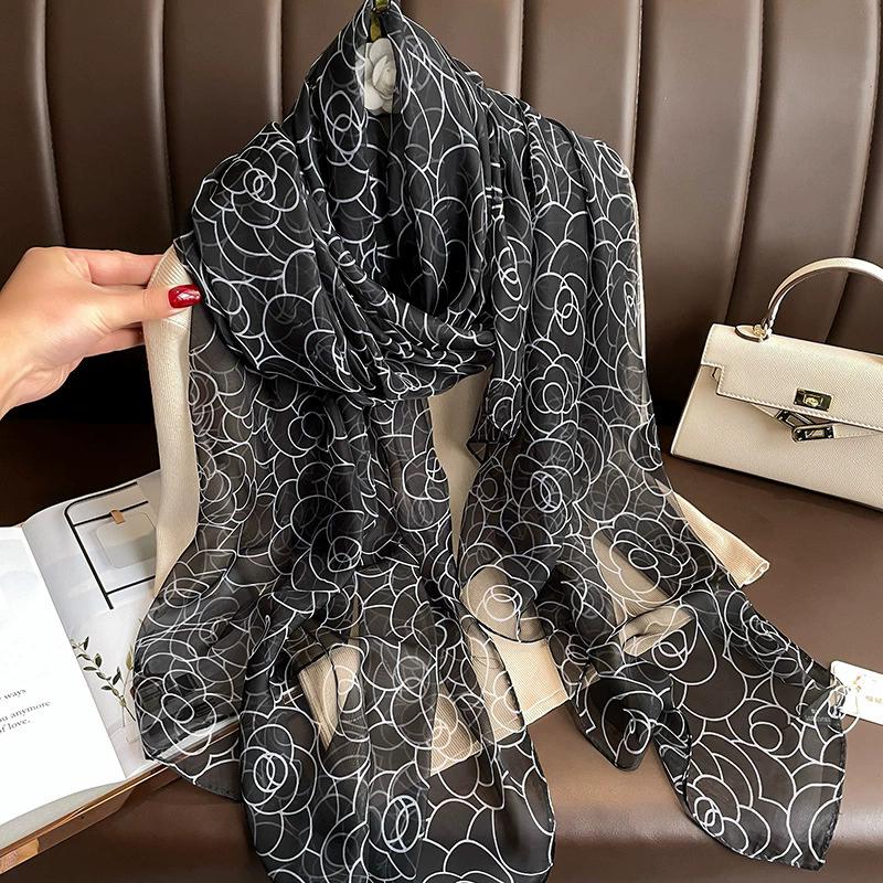 New Silk Scarf Female Fashion Beach Pashmina Bufanda Folral Women Shawl Wraps Bandana Ladies Scarves Large Foulard Echarpe