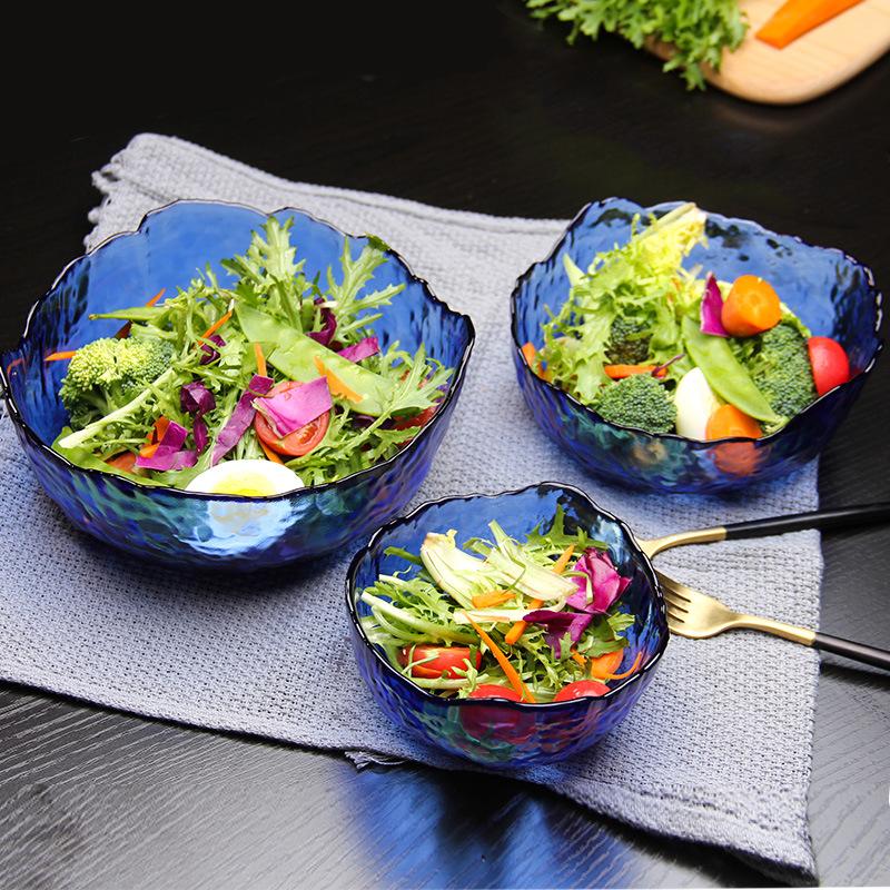 Disposable Bowl High Quality Colorful Different Size Purple Blue Pink Green Glass Salad Bowl for Home Fruit Serving