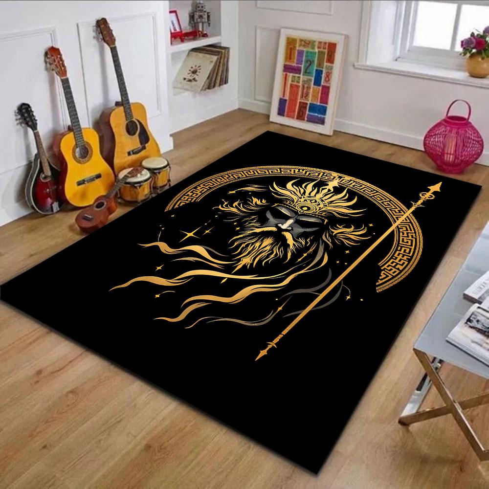 Majestic Greek God Design Patterned carpet, non slip mat suitable for living room and bedroom sofas