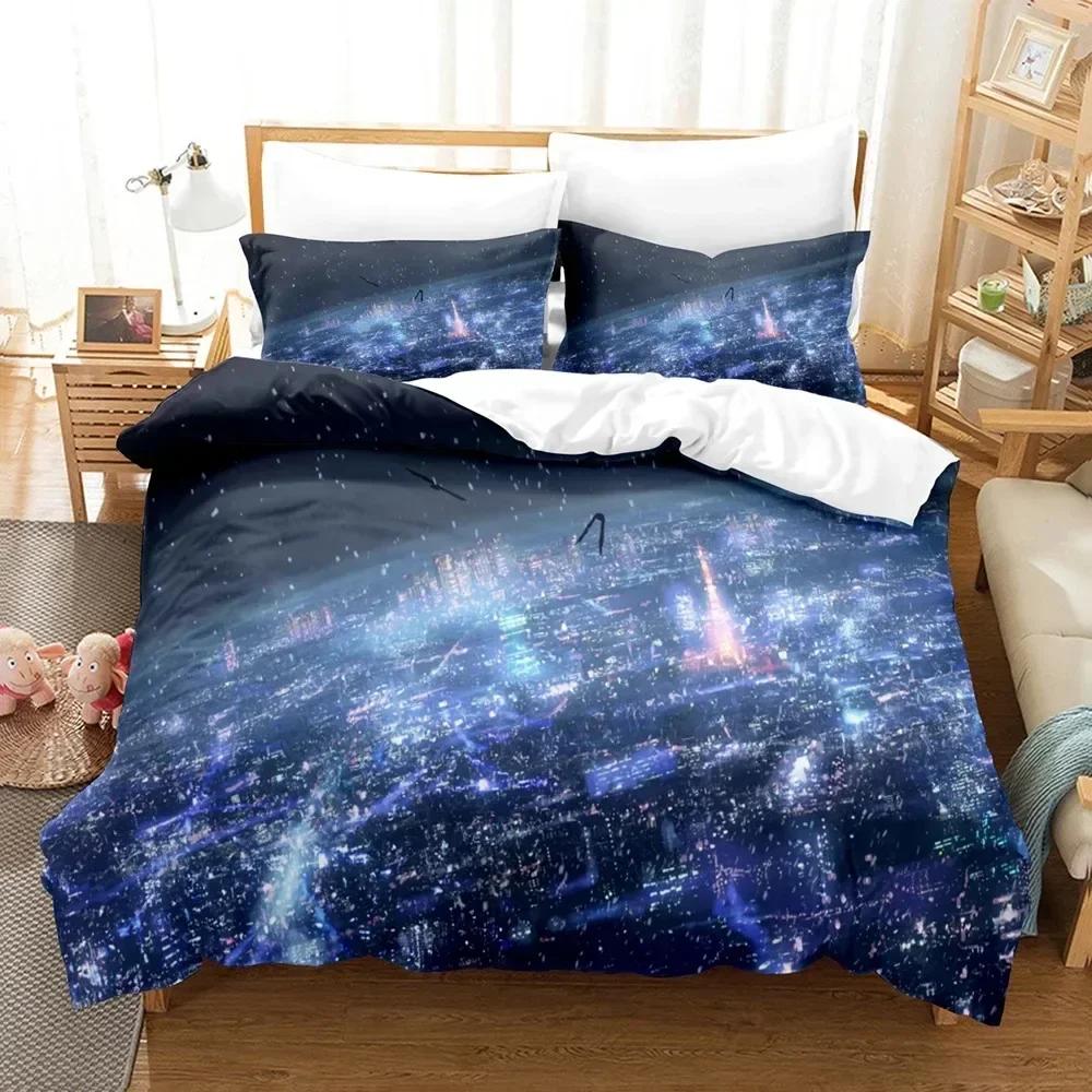 Japan 3D Anime 5 Centimeters Per Second Printed Bed Set Duvet Cover Pillowcase Bedding Set Bed Linen Sheet Quilt Cover Full Size