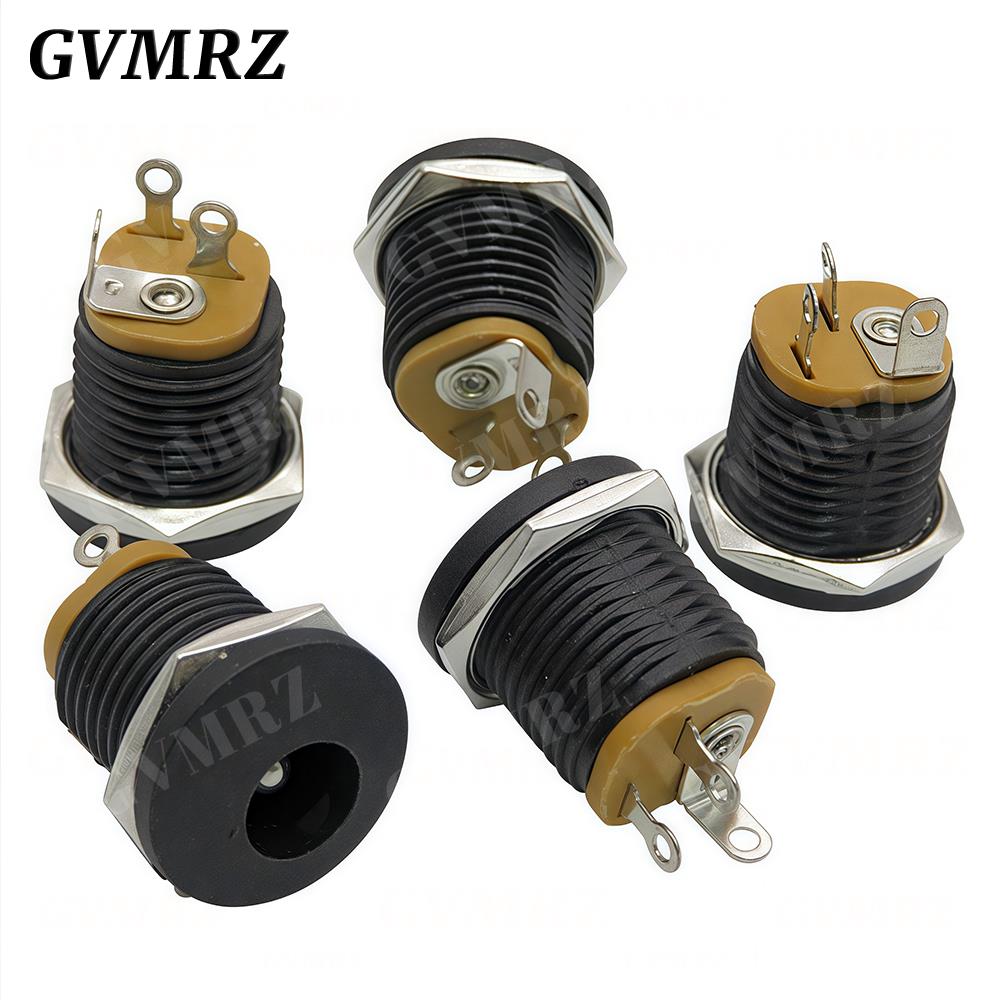 10PCS/lot DC022 DC-022 5.5x2.1mm DC Power Socket 5.5*2.5mm DC Connector 5.5*2.1 Round Hole Interface Panel Socket 3.5x1.3mm