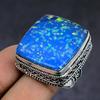 Синий Триплет Опал драгоценный камень 925 Стерлинговое Серебро Ювелирное Кольцо Размер 8