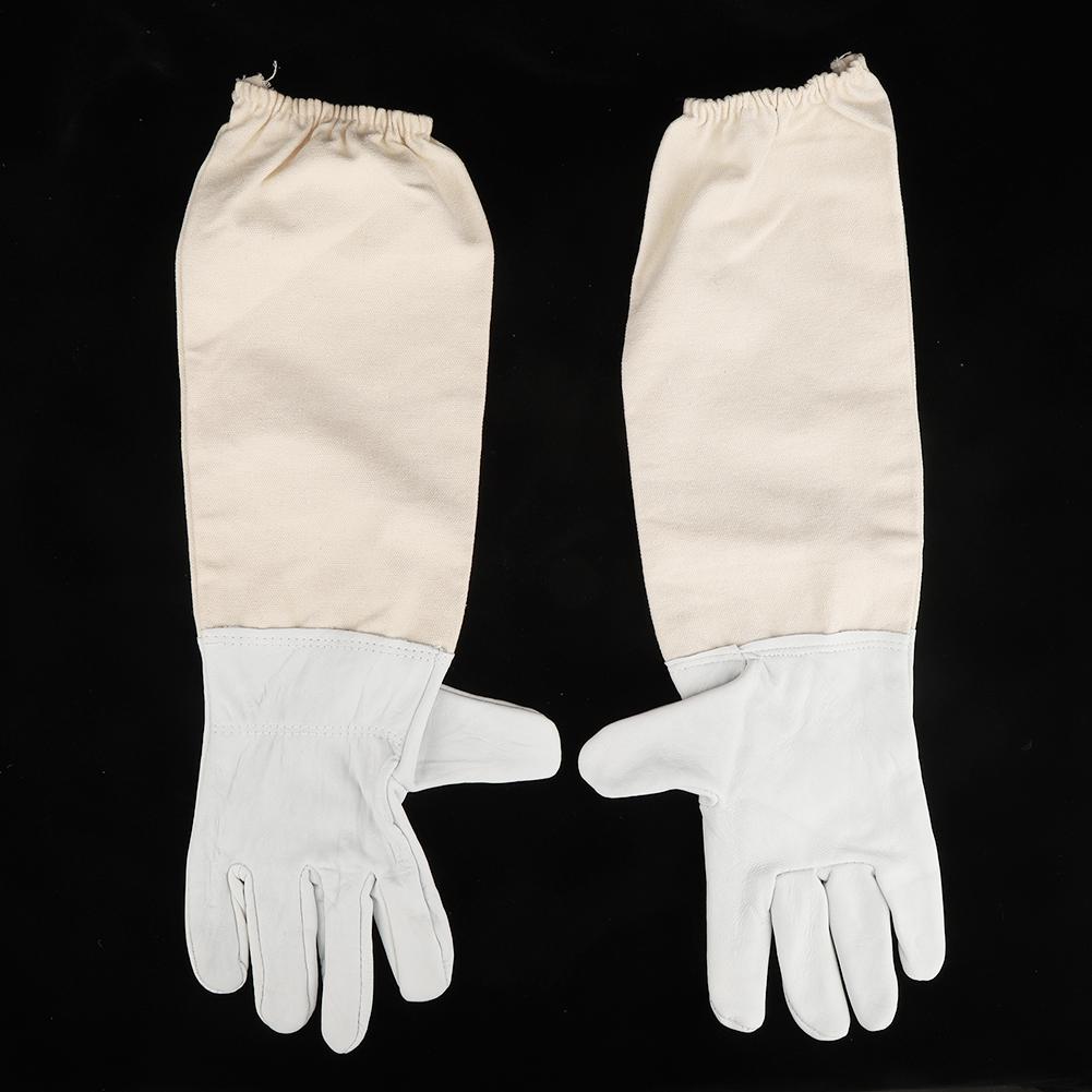 Goatskin  Leather Canvas Bee Gloves Anti Bee Anti Sting Long Sleeves Professional Apiculture Protective Equipment(XL )