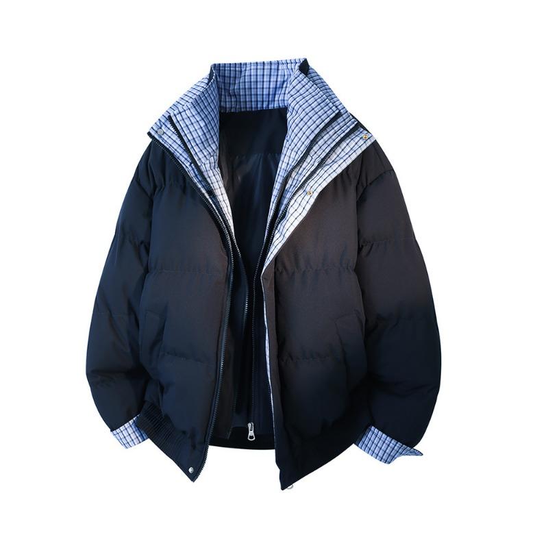Men Faux Layered Thick Warm Winter Cotton Jacket Loose Trendy