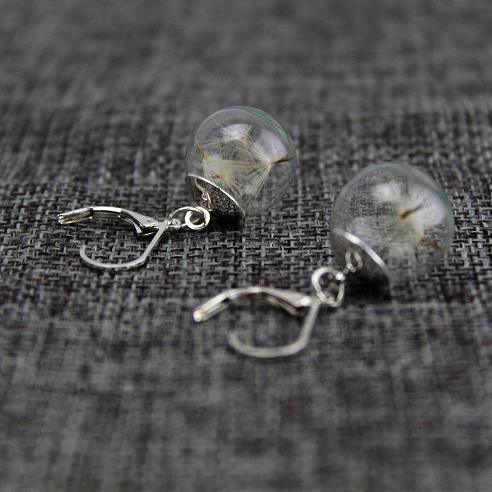 Серебряные серьги из хрустального стекла с высушенными цветами одуванчика, серьги с вечным цветком для девочек