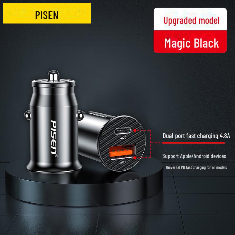 PISEN Dual Port PD30W Car Charger - Mini Cigarette Lighter Socket Adapter