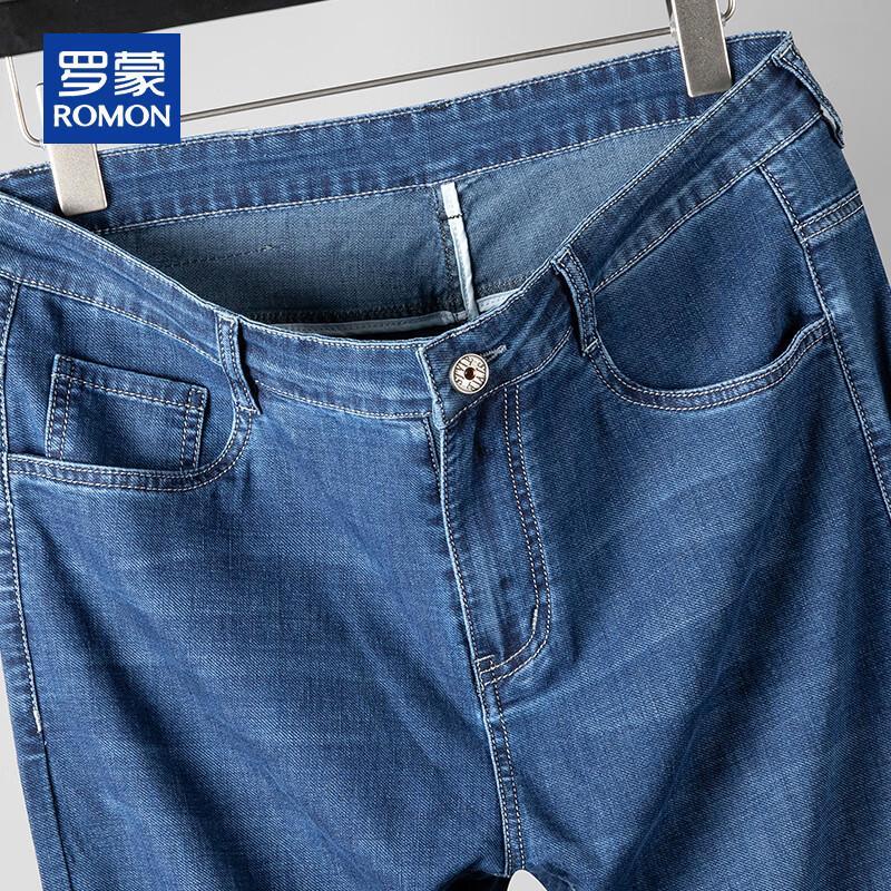 ROMON Мужские летние джинсы свободного прямого кроя