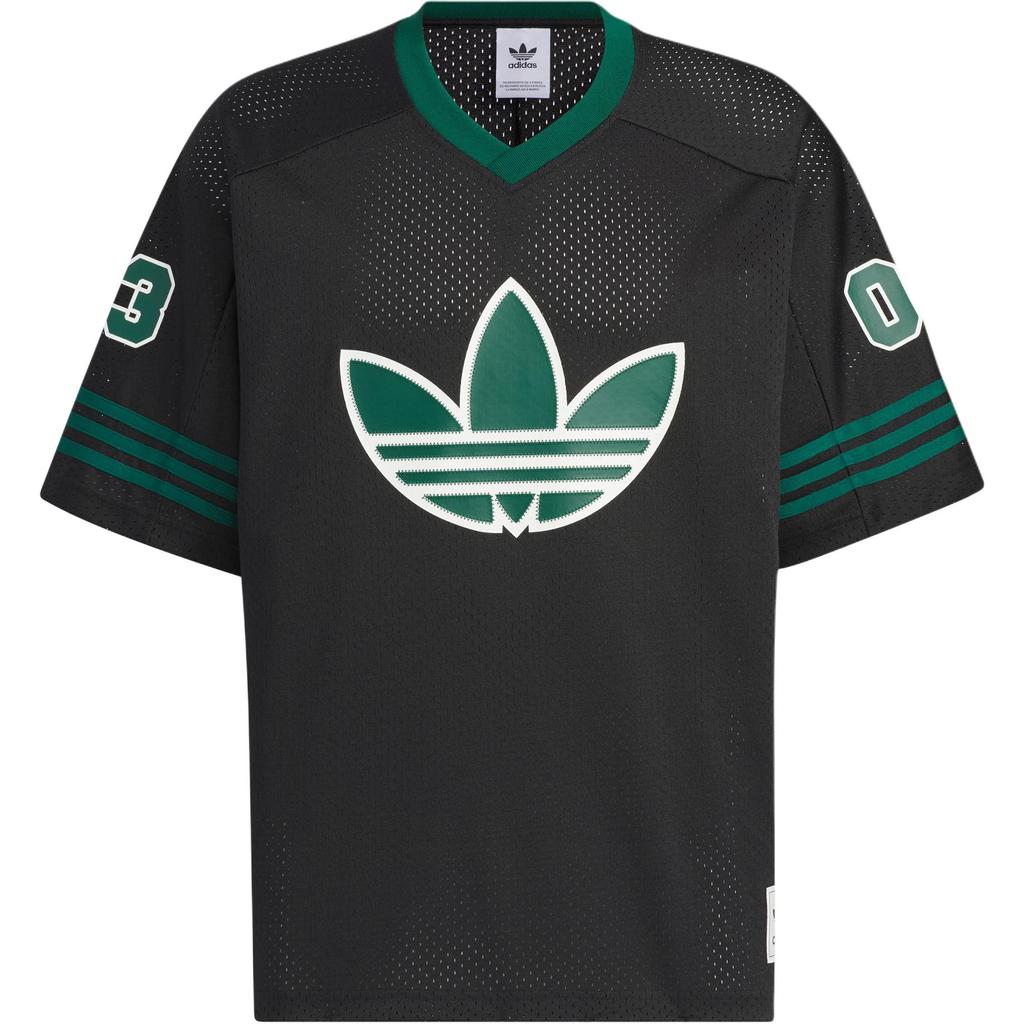 Adidas Originals Retro Street Basketball V-Neck T-Shirt With Striped Logo Print Unisex Tops Black JC6803