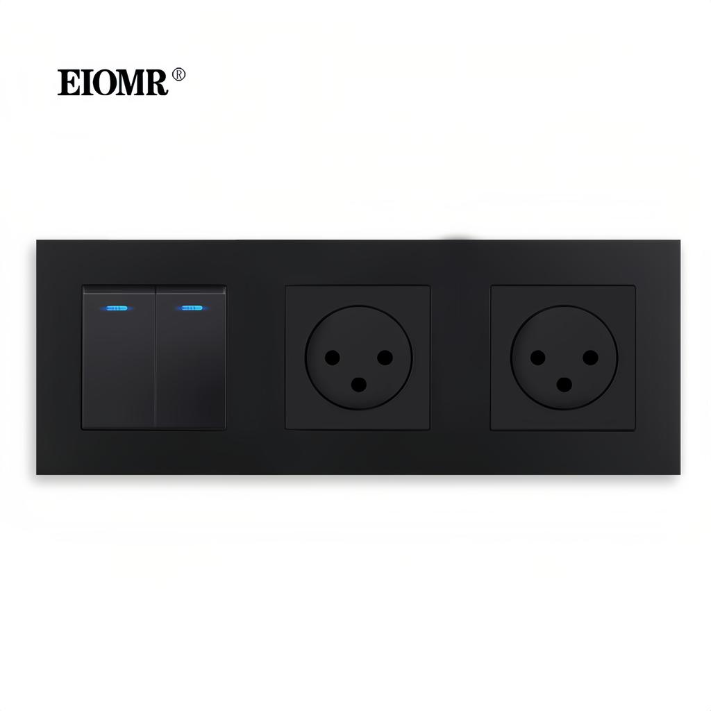 EIOMR Израиль USB Розетка-Выключатель 16А Черная Огнестойкая Панель из Поликарбоната для Дома Одиночная Двойная Тройная Израильская Настенная Розетка-Выключатель