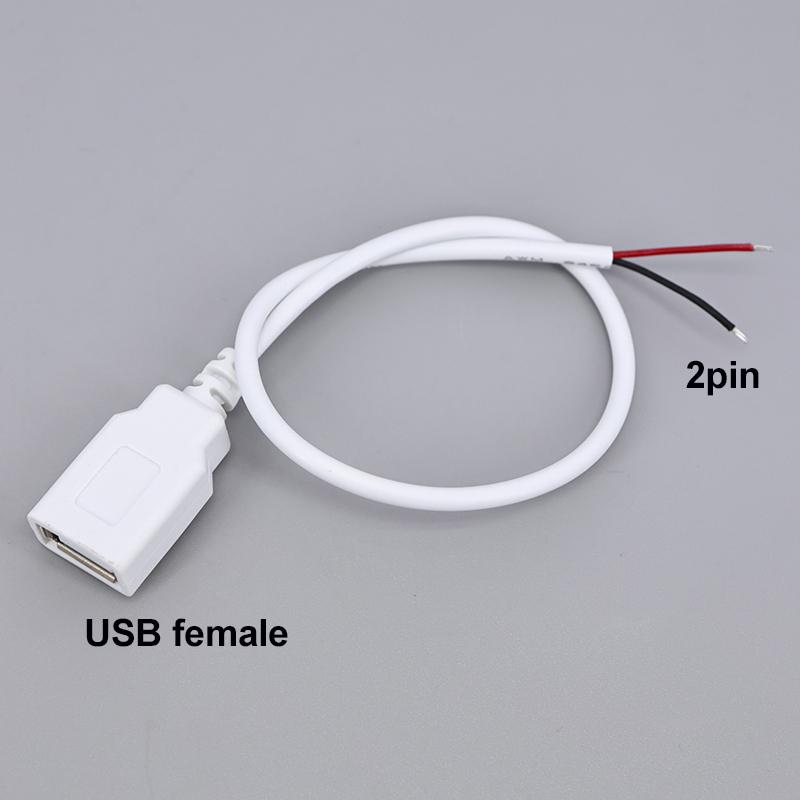 2-контактный 4-контактный 5V USB 2.0 Кабель питания Разъем Мама Папа Зарядка Удлинитель Разъем Провод белый 0.3м 1м