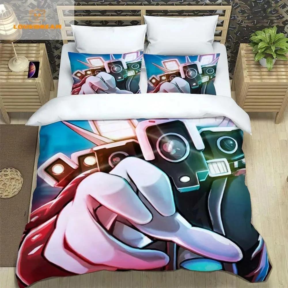 Skibidi Toilet Funny Kprl Speaker Cartoon Duvet Case Pillowcase Beddding Set Twin Full King for Boys Adults Bedroom