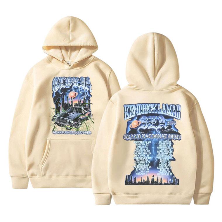 Худи свитшот с принтом рэпера Кендрика Ламара и SZA, Тур Grand National 2025, Мужской Женский, Хип-хоп Мода, Поп Музыка, Оверсайз, Уличная Одежда