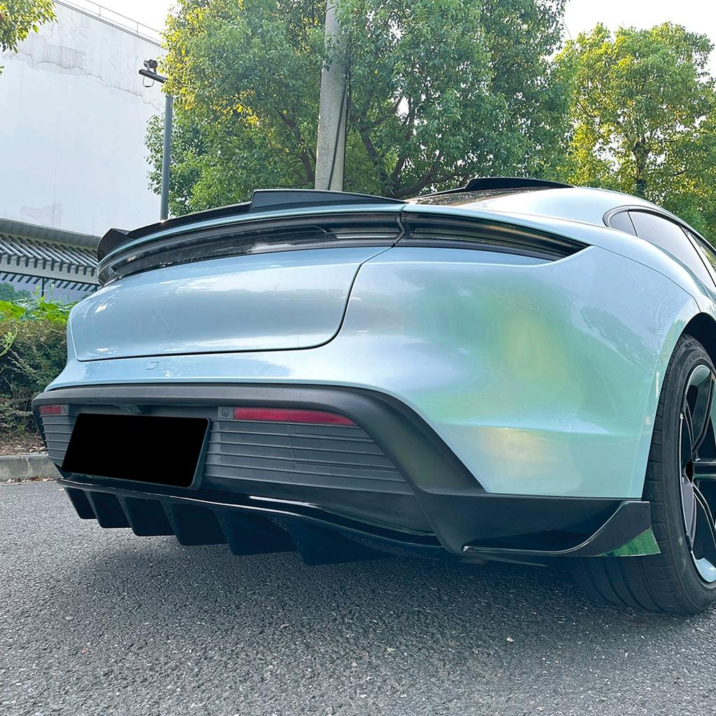For Porsche Taycan Electric 4-Door Coupe 2019, 2021, 2022, 2023, 2024, 2025 Automotive Rear Bumper Diffuser Rear Spoiler Kit