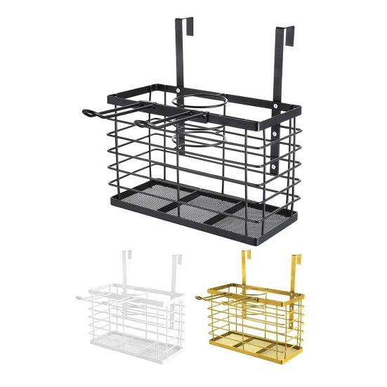 Держатель-органайзер для фена с регулируемой высотой 3-в-1, настенное крепление, для хранения фена, утюжков для выпрямления волос, щипцов для завивки на дверце шкафа