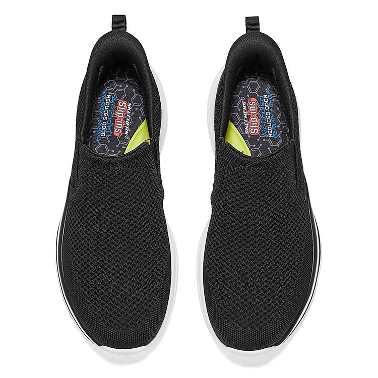 Skechers Слипоны Удобная обувь для ходьбы Легко надевать и снимать Легкие Дышащие Низкие Повседневная обувь Мужская кроссовка Черный Белый 211085-BLK