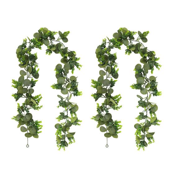 Искусственная эвкалиптовая гирлянда, лозы ручной работы, реалистичный вид, яркий цвет, не требующие ухода листья эвкалипта, искусственные растения