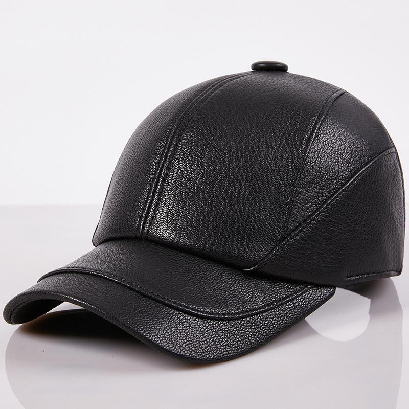 Бейсболка повседневная модная шляпа осень и зима плюс бархатная кепка кожаная бейсболка для мужчин