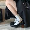 Fashion Women's Shoes Square Toe Mary Jane Ladies Pumps Japanese Style Lolita Stripper Gothic High Heels On Heeled Chic Point Footwear E