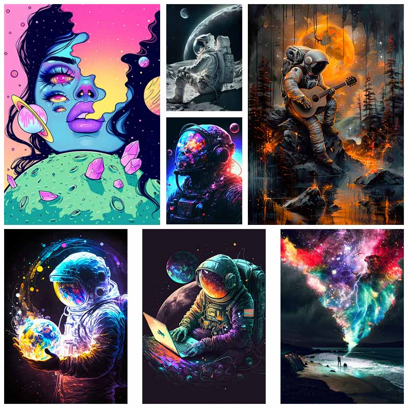 Astronaut Space Dreaming Poster Aesthetic White Paper Posters and Prints Wall Art Pictures for Living Room Bar Decoration Painting Home Decor