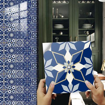 Темно-синяя ретро-плитка, настенная наклейка, кухонный фартук, маслостойкая ванная комната, холодильник, шкаф, декоративные обои, художественные обои
