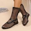 Sandal Boots Female Summer Sexy Hollowing Short Boots Black Round Head Flat Single Shoes
