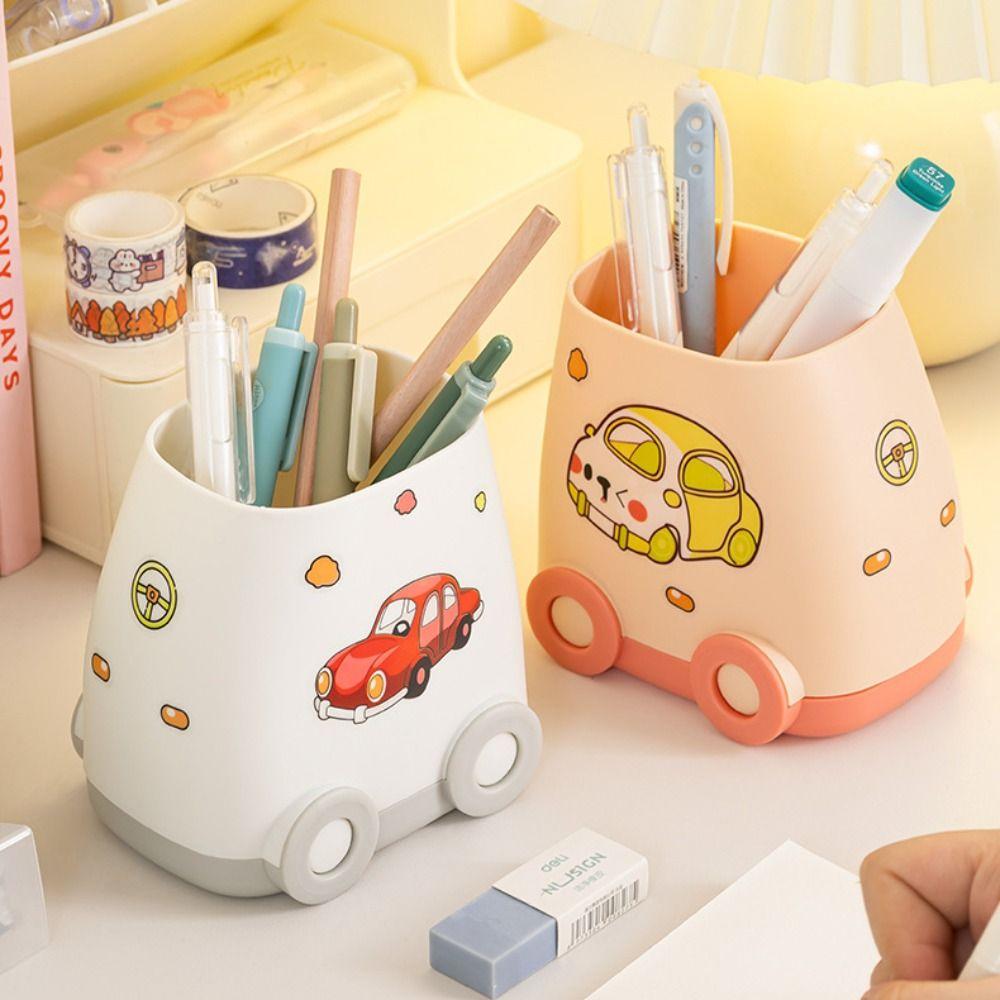 Cartoon Car Shaped Pen Holder Multifunctional Desktop Storage Box Kawaii Pencil Box  Office