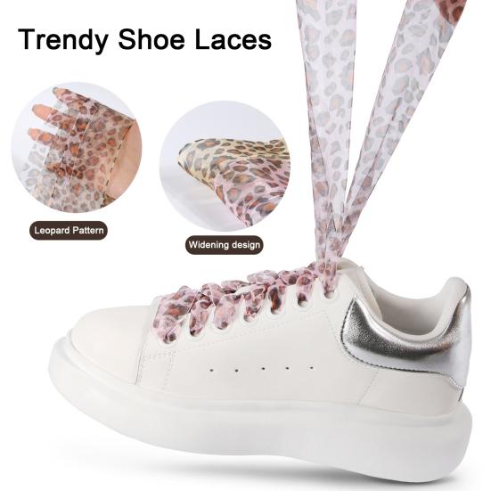 4 пары шнурков для кроссовок, балеток, кружева с леопардовым принтом 4 x 120 см, легкое крепление, надежные узлы, шнурки, аксессуары для обуви