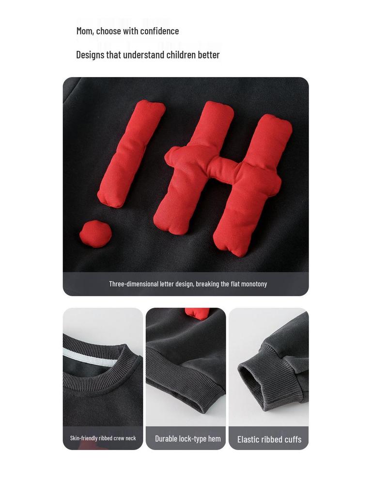 Fairy Tale Memory 2025 Весна/Осень Детский серый свитшот с 3D аппликацией в виде букв