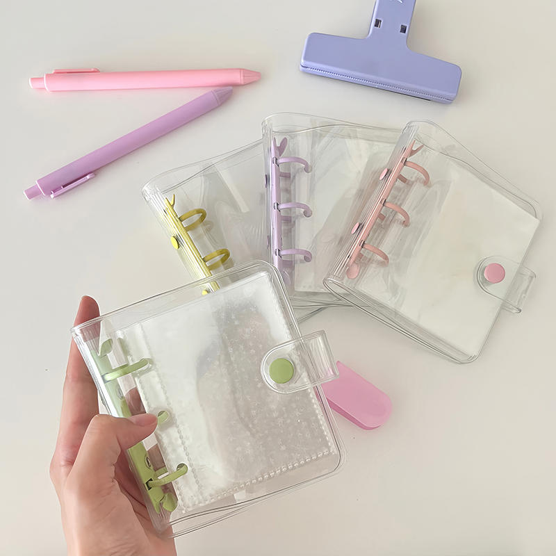 Creative Cute Transparent Mini Loose-leaf Hand Book Student Portable Notebook Ring Binder School Supplies